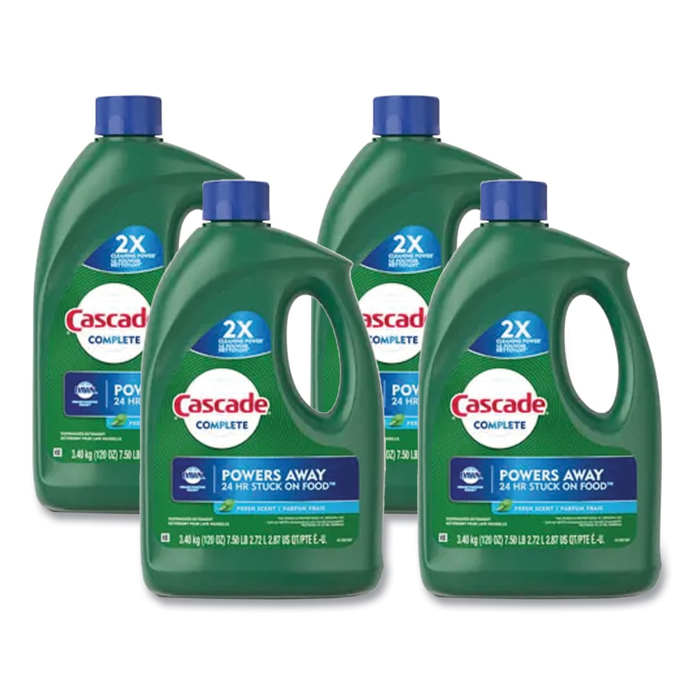 Cascade Complete Gel Dishwasher Detergent, Fresh, 120 oz Bottle, 4/Carton