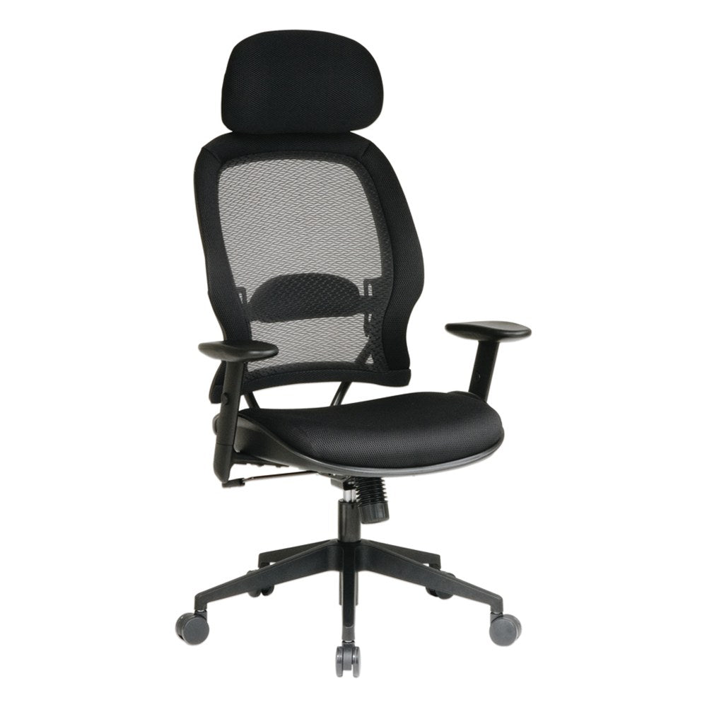 Office Star Professional Air Grid Mesh High-Back Office Chair With Headrest, Black