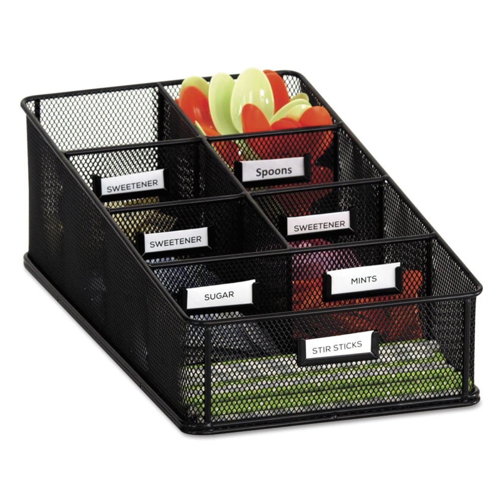 Safco Onyx Breakroom Organizer, 7 Compartments, 16in x 8-1/2in x 5-1/4in, Black