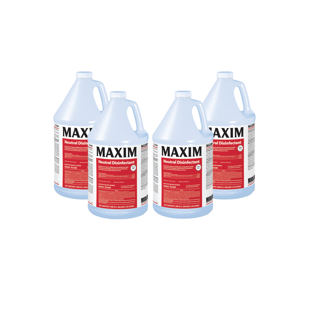 Maxim Neutral Disinfectant, Lemon Scent, 1 gal Bottle, 4/Carton