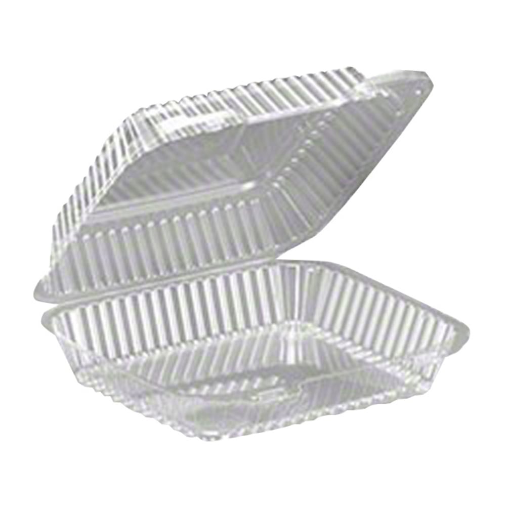 Inline Plastics Hinged Plastic Food Containers, 2 3/4inH x 8inW x 8inD, Clear, Case Of 200