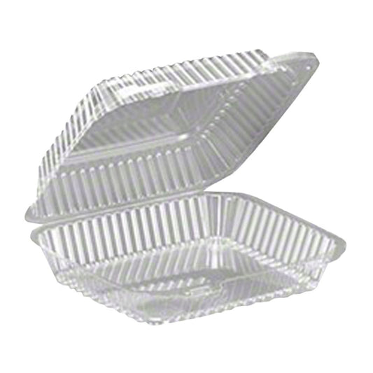 Inline Plastics Hinged Plastic Food Containers, 2 3/4inH x 8inW x 8inD, Clear, Case Of 200