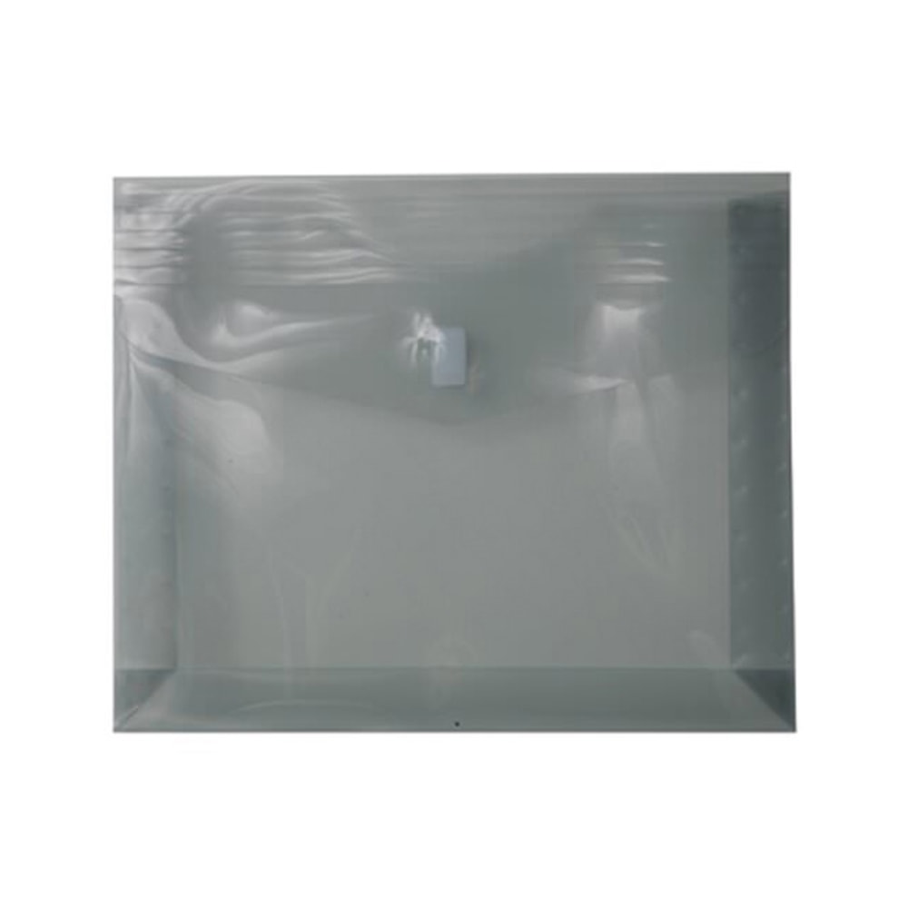 JAM Paper Plastic Booklet Expansion Envelopes, Letter-Size, 9 3/4in x 11 3/4in, Hook & Loop Closure, Smoke, Pack Of 12