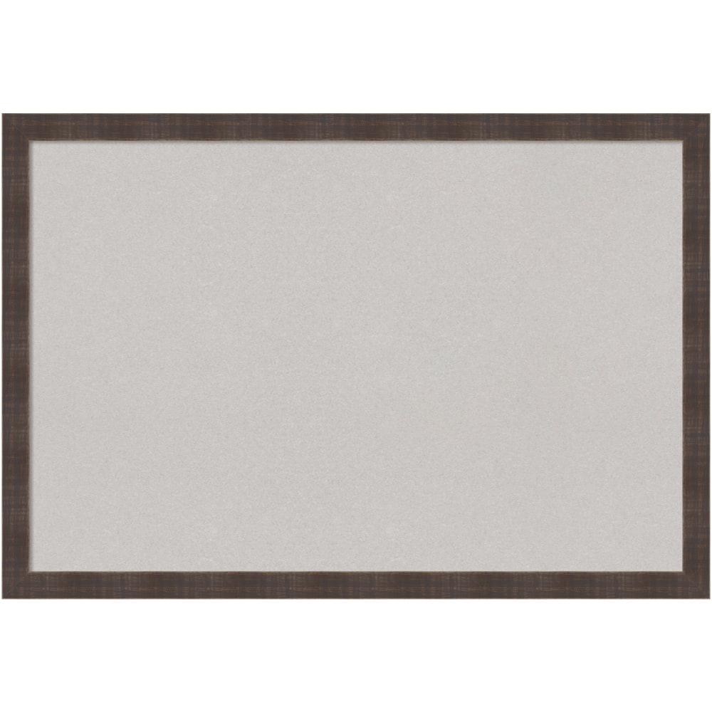 Amanti Art Rectangular Non-Magnetic Cork Bulletin Board, Gray, 38in x 26in, Whiskey Brown Rustic Wood Frame