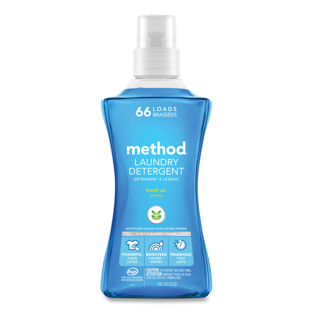 Method Laundry Detergent, Fresh Air Scent, 53.5 oz Bottle, 4/Carton