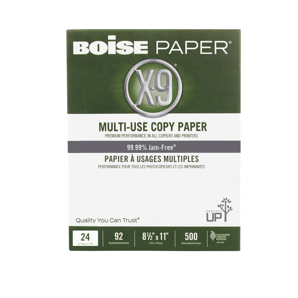 Boise X-9 Multi-Use Printer & Copy Paper, 1 Ream, White, Letter (8.5in x 11in), 500 Sheets Per Ream, 24 Lb, 92 Brightness