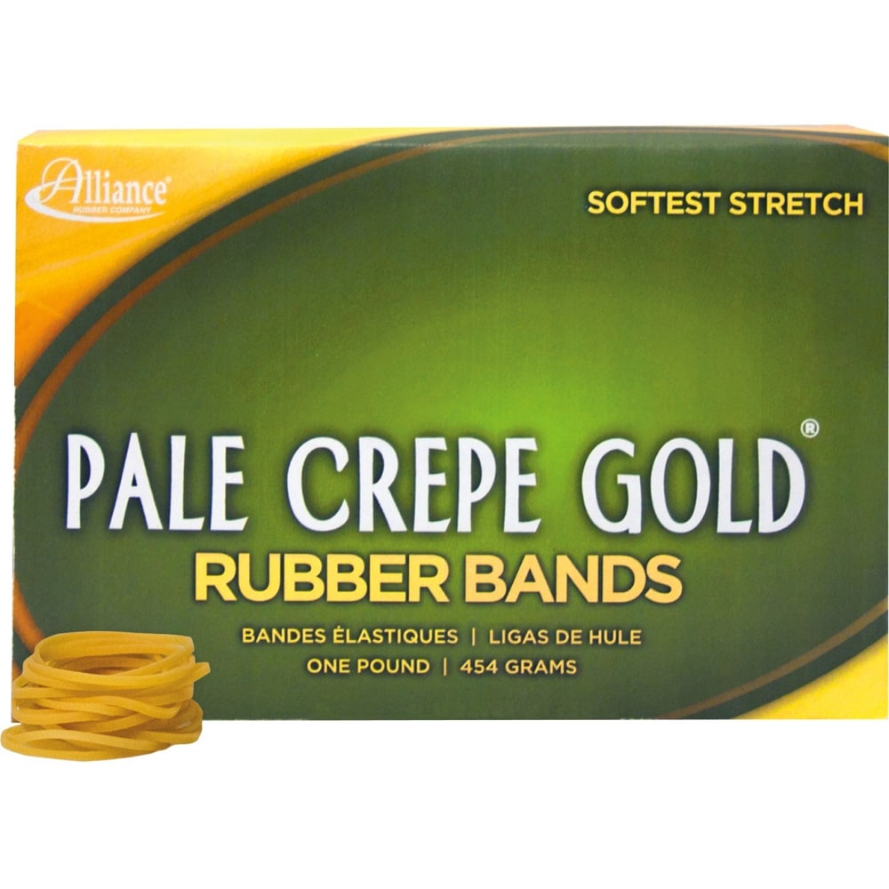 Alliance Rubber Pale Crepe Gold Rubber Bands, #12, 1 3/4in x 1/16in, 1 Lb, Box Of 3,775