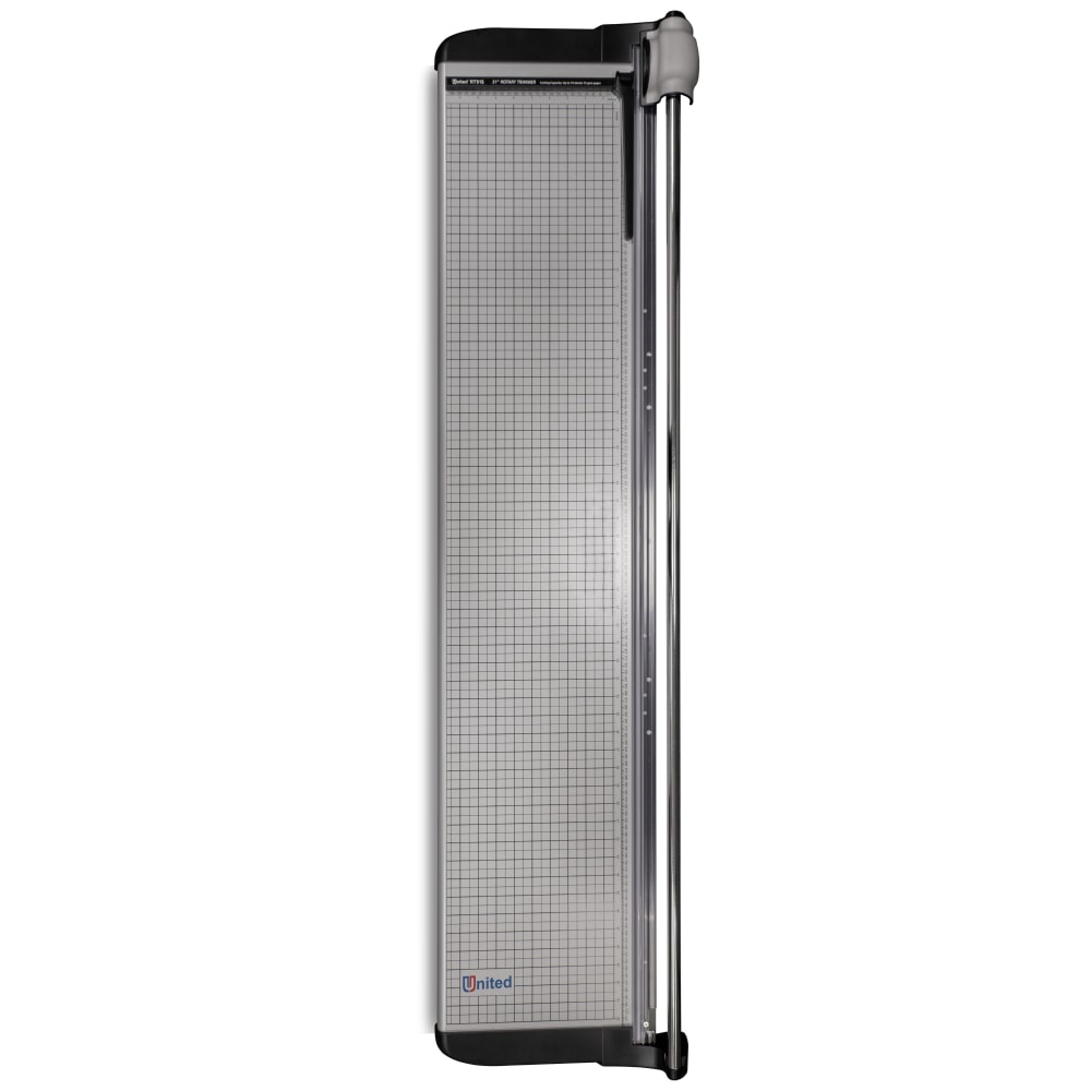 United Commercial Rotary Paper Trimmer With Stand And Fabric Catch Tray, 51in, Silver