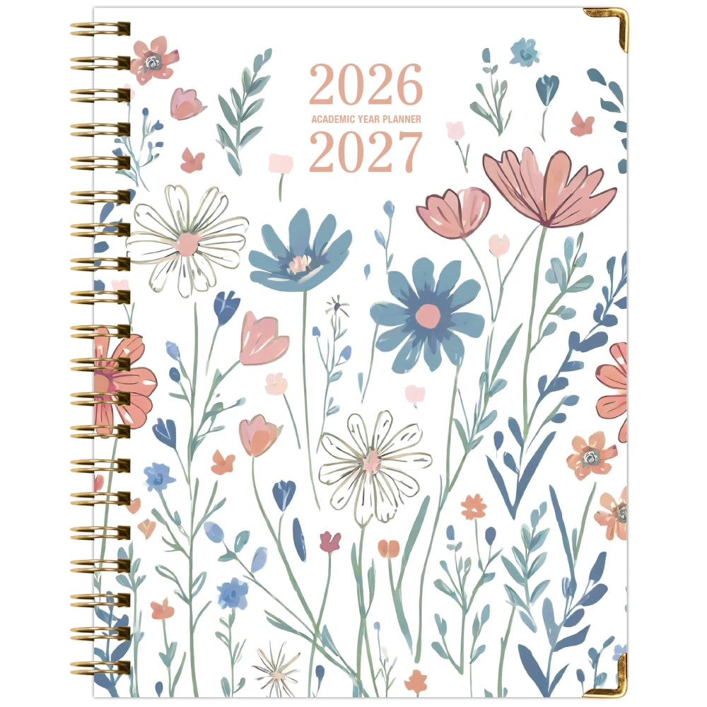 Excello Brands 2026-2027 14-Month Academic Hardcover Weekly/Monthly Fashion Planner, 8-1/2in x 11in, Colorful Botanicals, May-June, RAY278511FC30