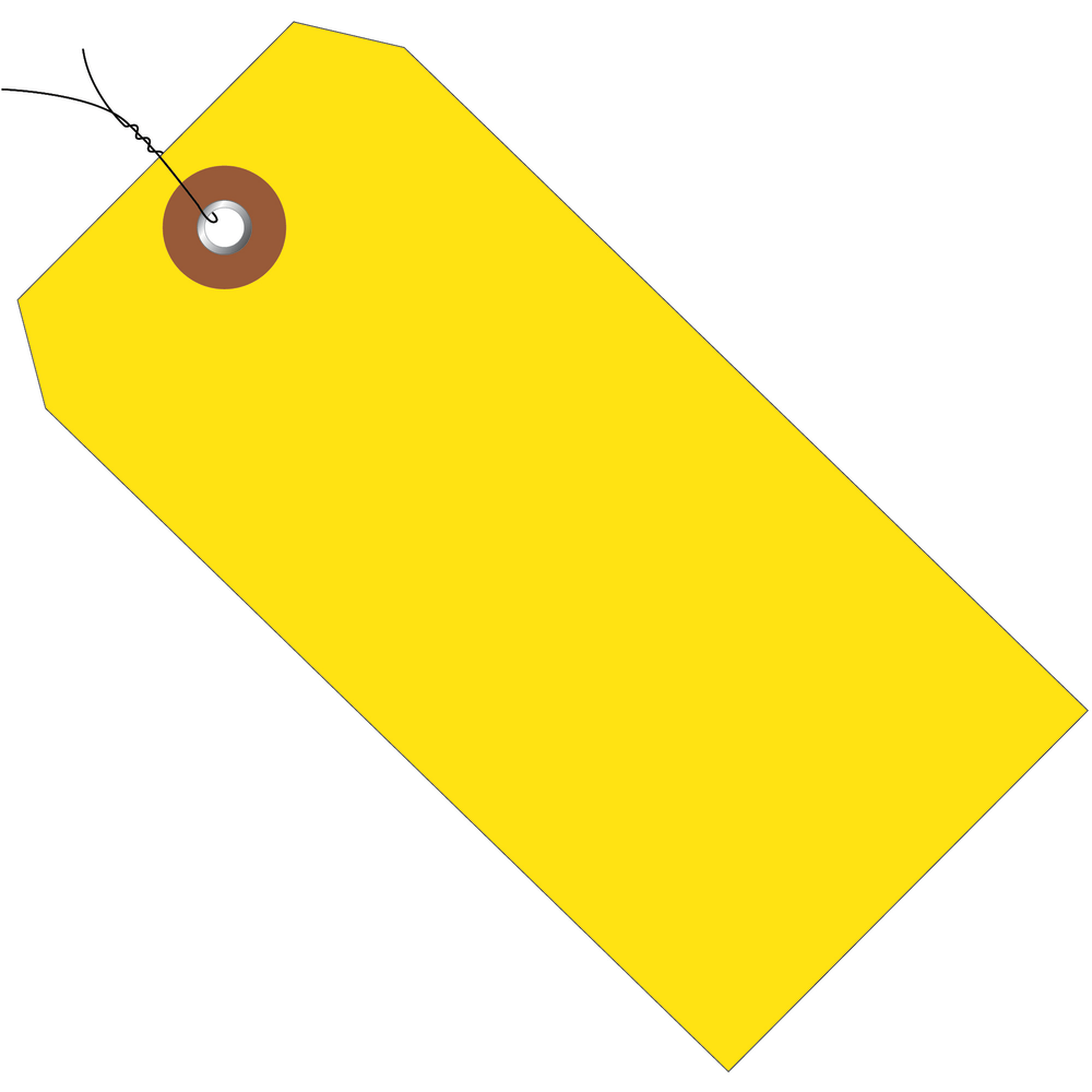 Partners Brand Prewired Plastic Shipping Tags, 4 3/4in x 2 3/8in, Yellow, Case Of 100