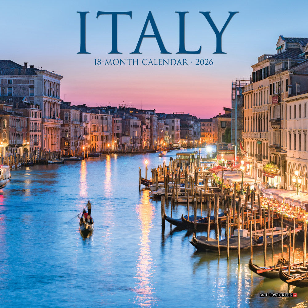 2026 Willow Creek Press Monthly Mini Wall Calendar, 7in x 7in, Italy, January To December, 53621