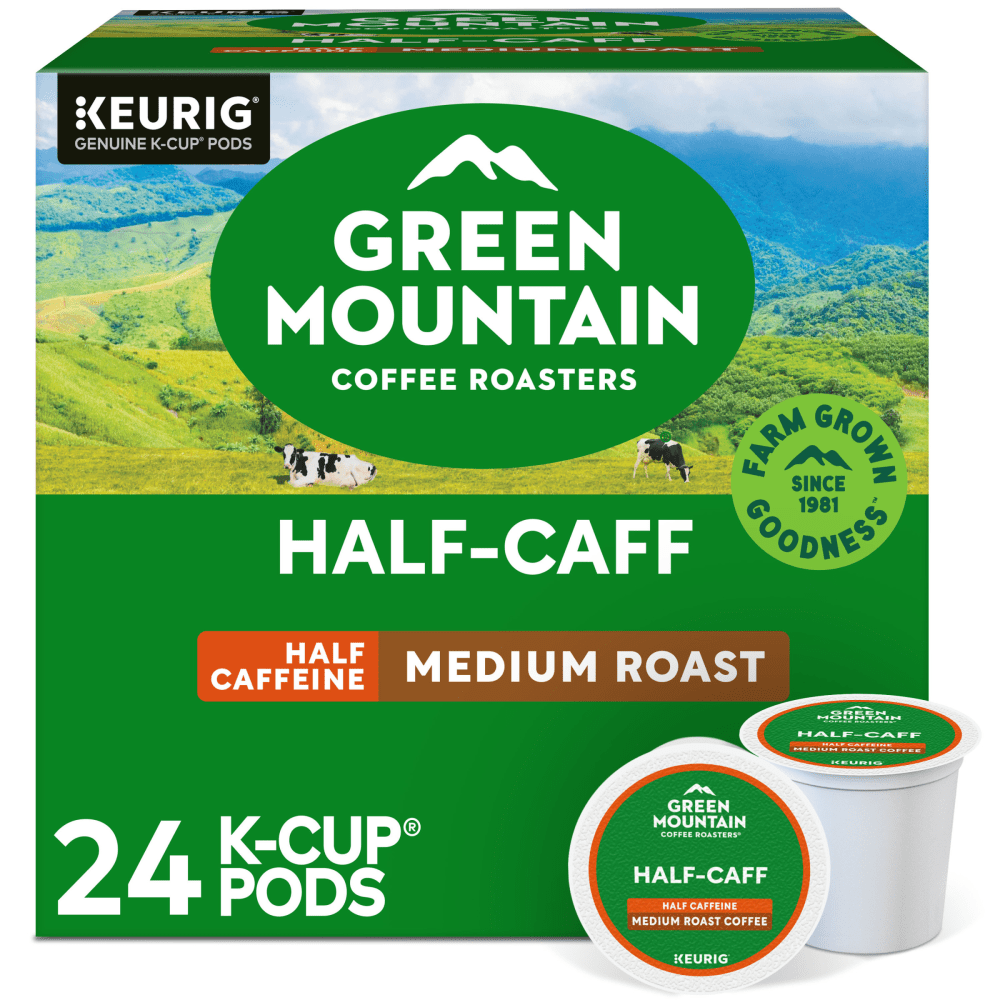 Green Mountain Coffee Roasters Half Caff Coffee, Keurig Single-Serve K-Cup Pods, Medium Roast, 24 Count