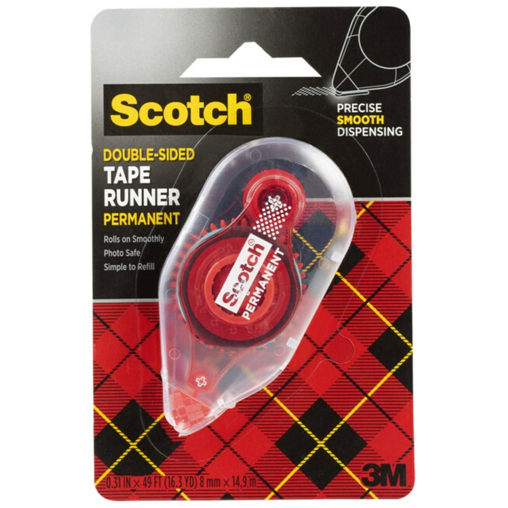 Scotch Double-Sided Tape Runner, Clear, 1/3in x 588in, 6055