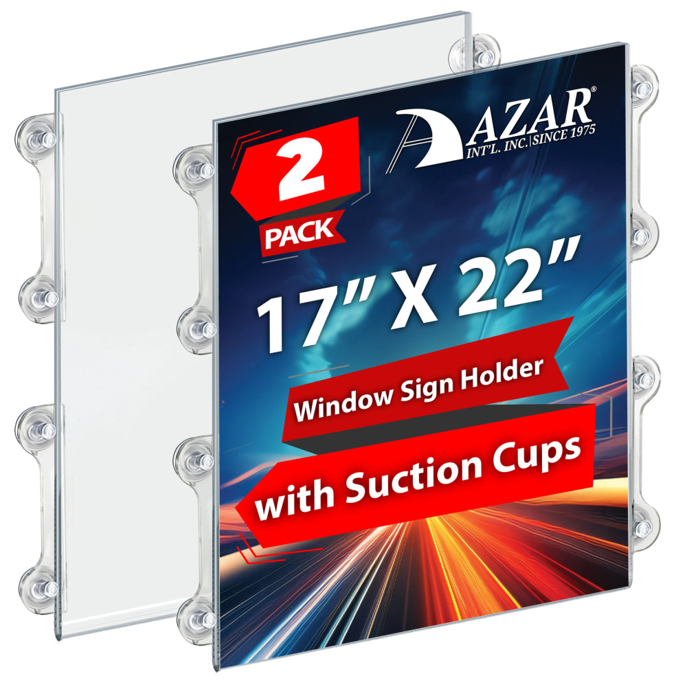 Azar Displays Acrylic Frames, 22inH x 17inW x 1/4inD, Clear, Pack Of 2 Frames