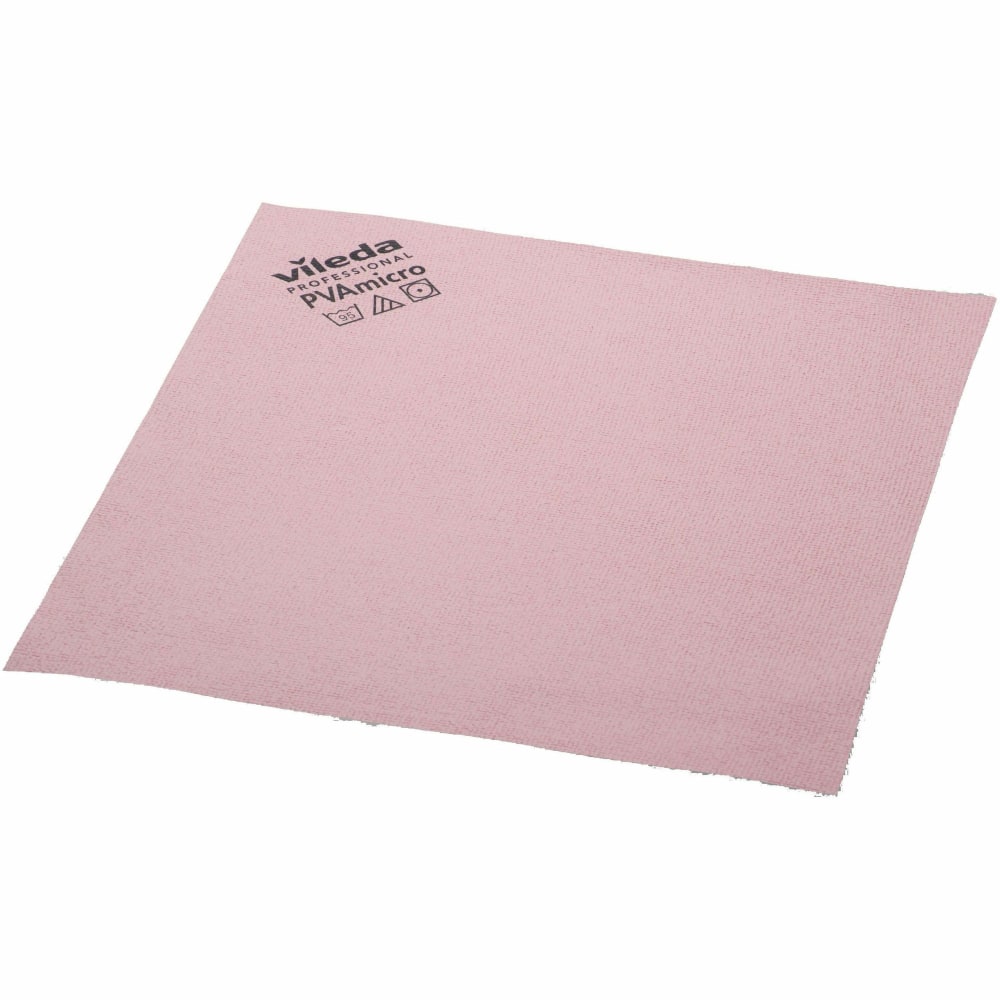 Vileda Professional PVAmicro Cleaning Cloths - 15in Length x 14in Width - Streak-free, Absorbent, Flexible, Soft - Red - 20 / Pack