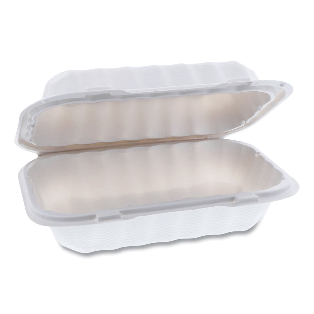 Pactiv Evergreen EarthChoice SmartLock Microwavable MFPP Hinged Lid Containers, 3inH x 9inW x 6inD, White, Carton Of 270 Containers