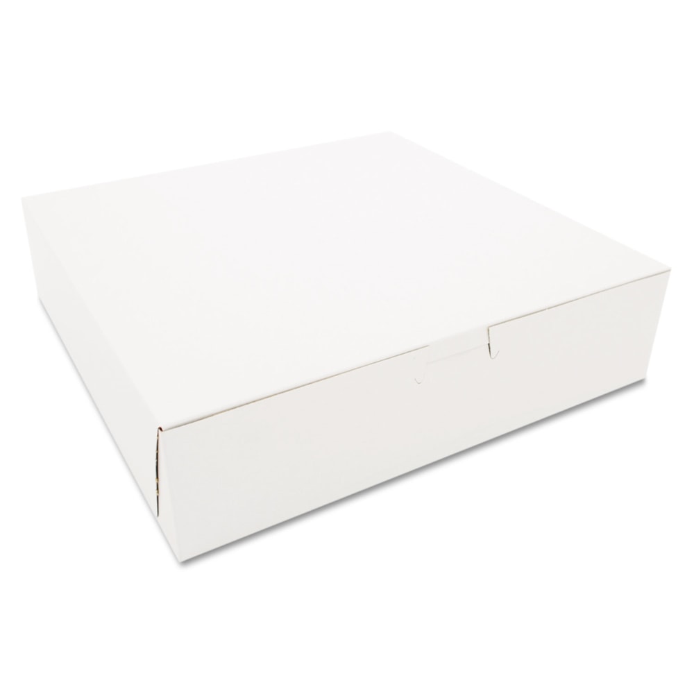 SCT 1-Piece Non-Window Bakery Boxes, 2-1/2inH x 10inW x 10inD, White, Carton Of 250 Boxes