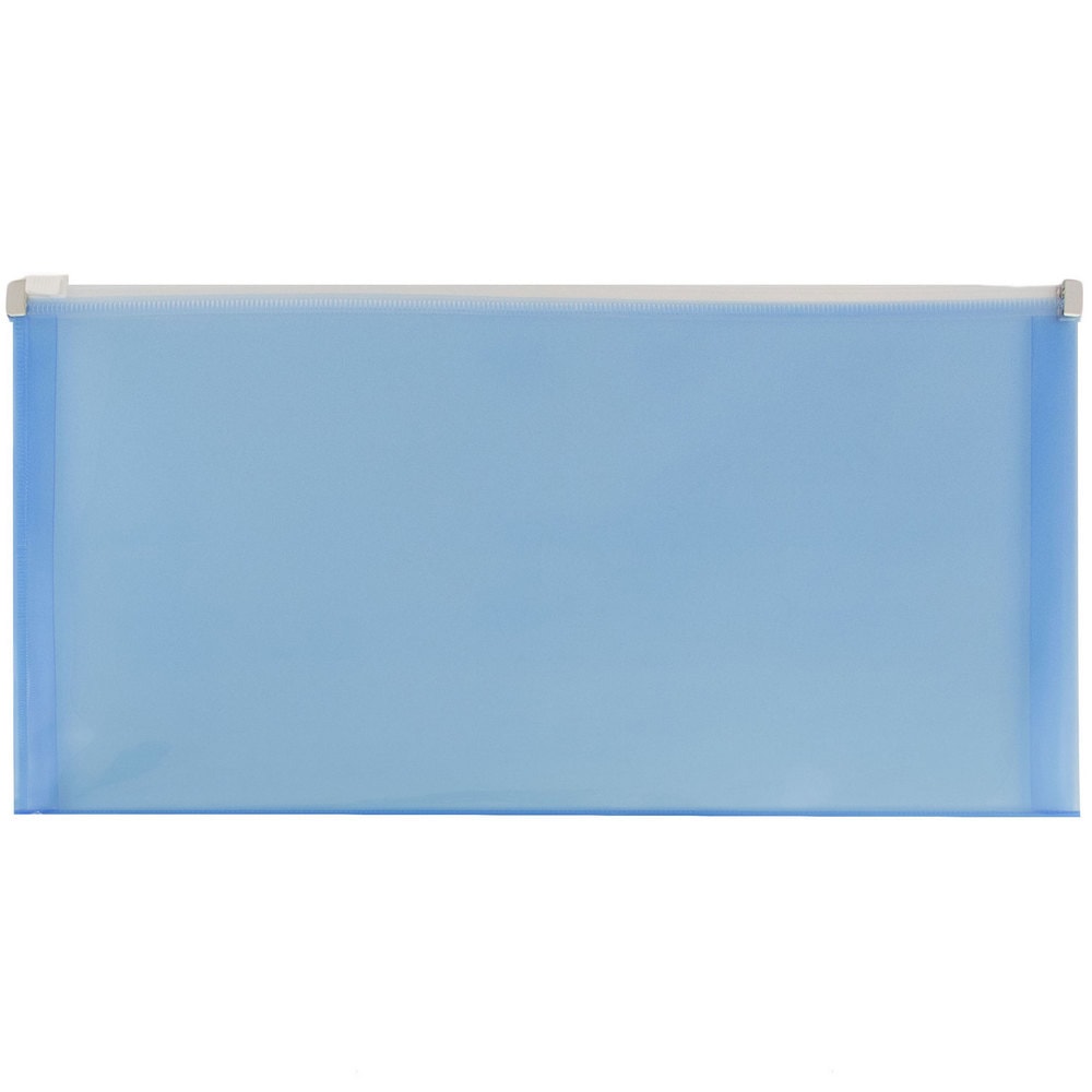 JAM Paper #10 Plastic Envelopes, Zipper Closure, Blue, Pack Of 12