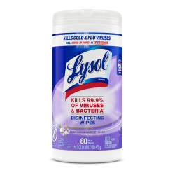 Lysol Disinfecting Wipes, Early Morning Breeze Scent, 7in x 7.25in, Canister Of 80
