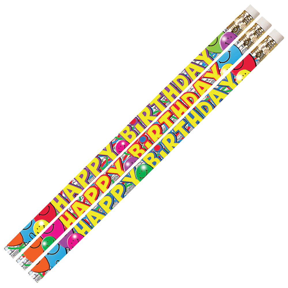 Musgrave Pencil Co. Inc. Motivational Pencils, Birthday Bash, 12 Pencils Per Pack, Set Of 12 Packs