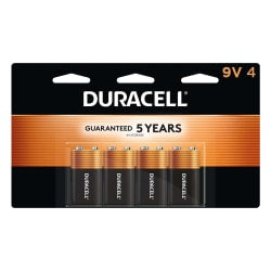 Duracell Coppertop 9V Alkaline Batteries, Pack of 4, MN16B4DW