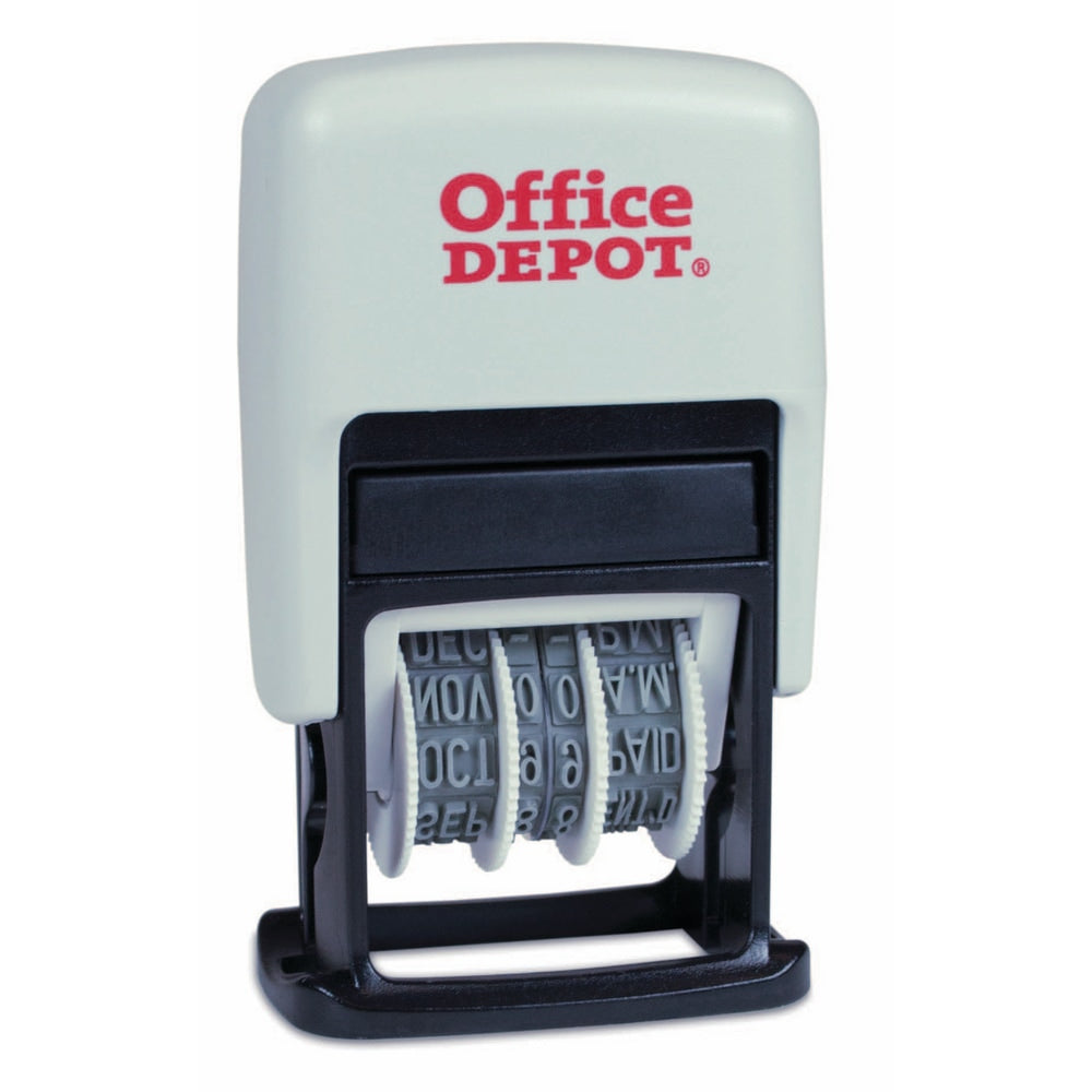 Office Depot Brand Date Message Stamp Dater Paid, Received, Faxed, 1-1/16inx5/8in Impression, Red/Blue  Ink - 98331