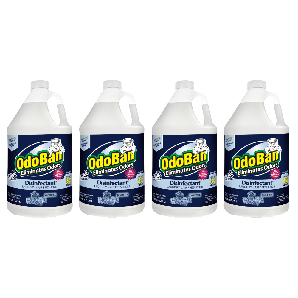 OdoBan Odor Eliminator Disinfectant Concentrate Bottles, Night Ice Scent, 128 Oz, Clear, Case Of 4 Bottles