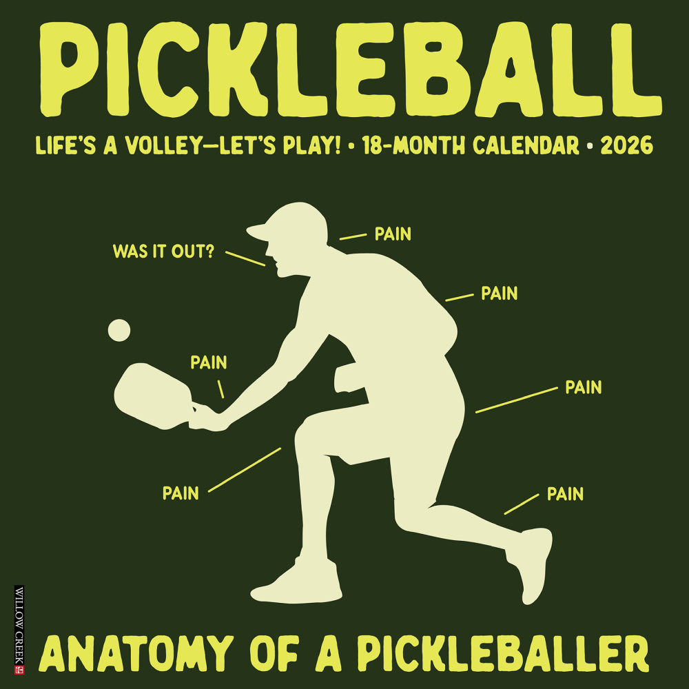 2026 Willow Creek Press Monthly Wall Calendar, 12in x 12in, Pickleball, January To December, 52372