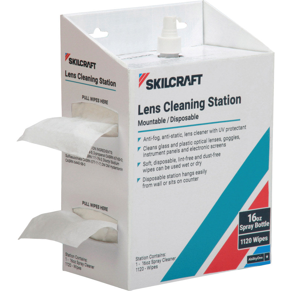 SKILCRAFT Lens Cleaning Stations, 16 Fl Oz and 1120 Wipes per Pack, 4 Packs