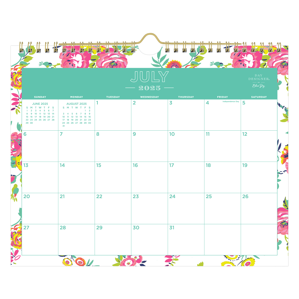 2025-2026 Day Designer Monthly Wall Calendar, 8-3/4in x 11in, Peyton White, July 2025 To June 2026, 107936
