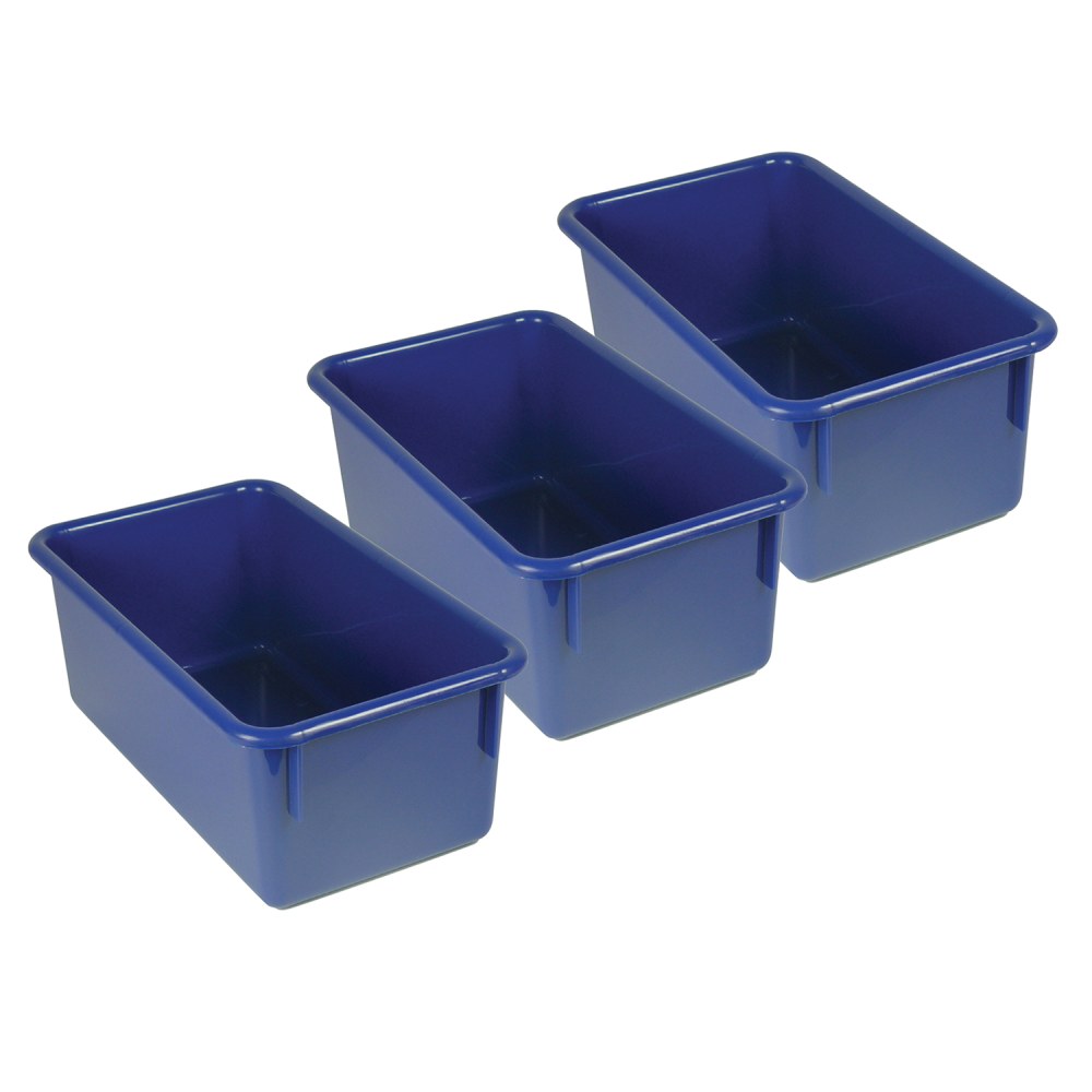 Romanoff Stowaway Trays, 5-1/4inH x 7-3/4inW x 13-1/4inD, Blue, Pack Of 3 Trays