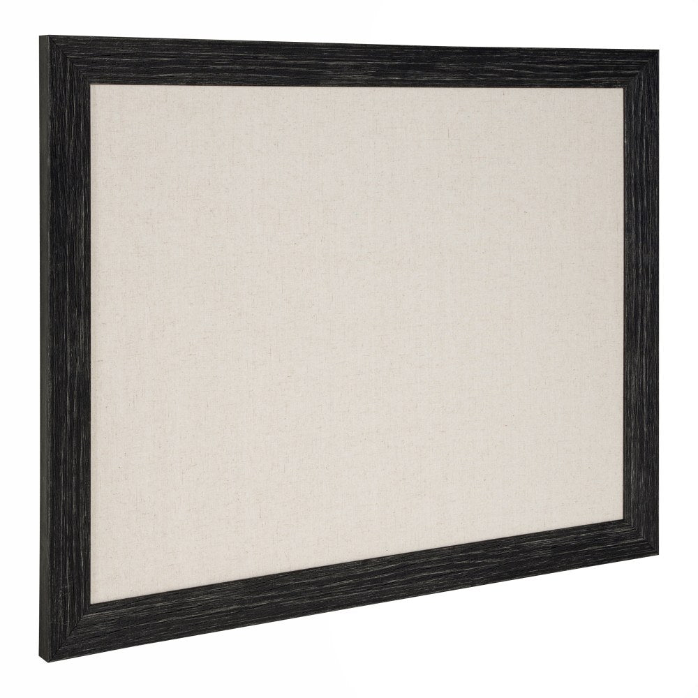 DesignOvations Beatrice Non-Magnetic Framed Linen Fabric Pinboard, 23in x 29in, Beige, Black Plastic Frame