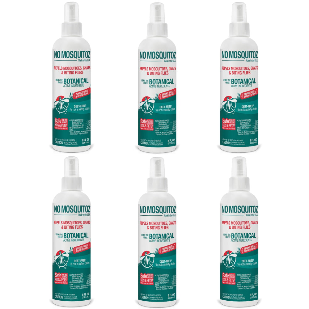 No Mosquitoz Botanical Insect Repellent, DEET-Free, Woodsy Scent, 8 Oz Spray Bottle, 6-Pack