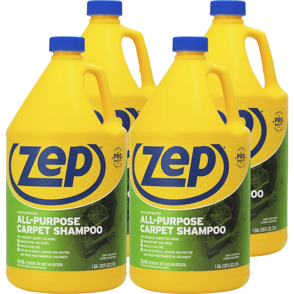 Zep All-Purpose Carpet Shampoo - Concentrate - 128 fl oz (4 quart) - Heavy Duty - Blue - 4 / Carton