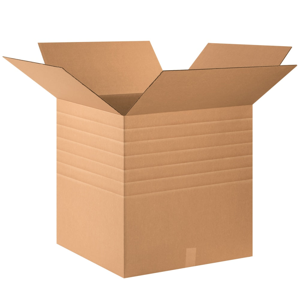 Partners Brand Multi-Depth Corrugated Boxes, 20in x 20in x 20in, Scored 18in, 16in, 14in, Kraft, Pack Of 10, MDHD202020